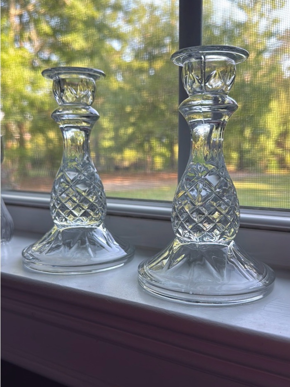 Vintage‎ Cambridge Glass Candlesticks Set of 2 HomCo Home Interiors pineapple